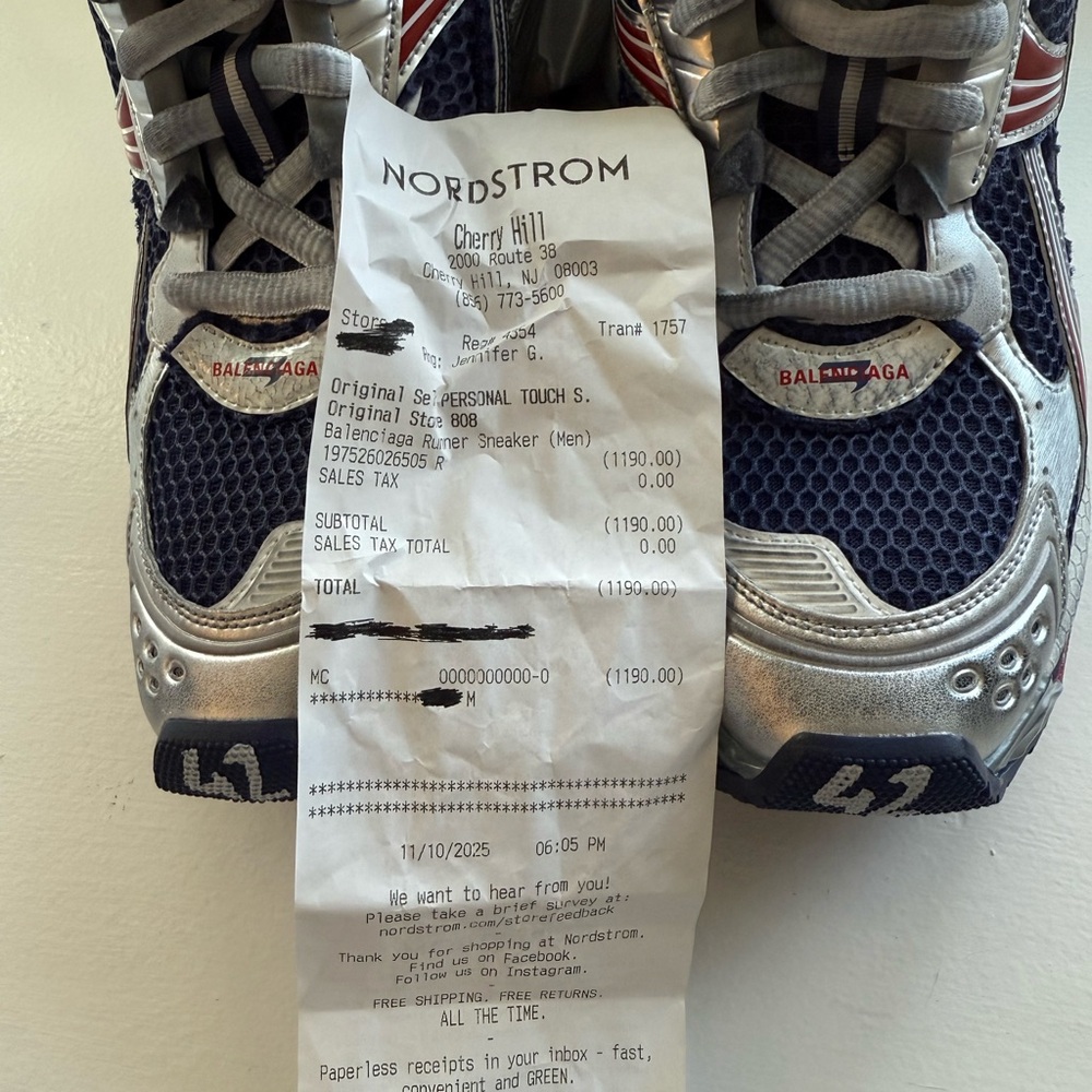 Balenciaga Metallic Silver and Navy Sneakers